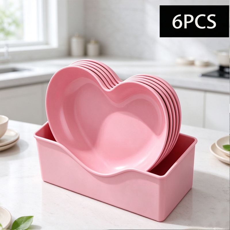 6Pcs Heart Shaped Plates Set w - огляд і ціна Reusable Straw