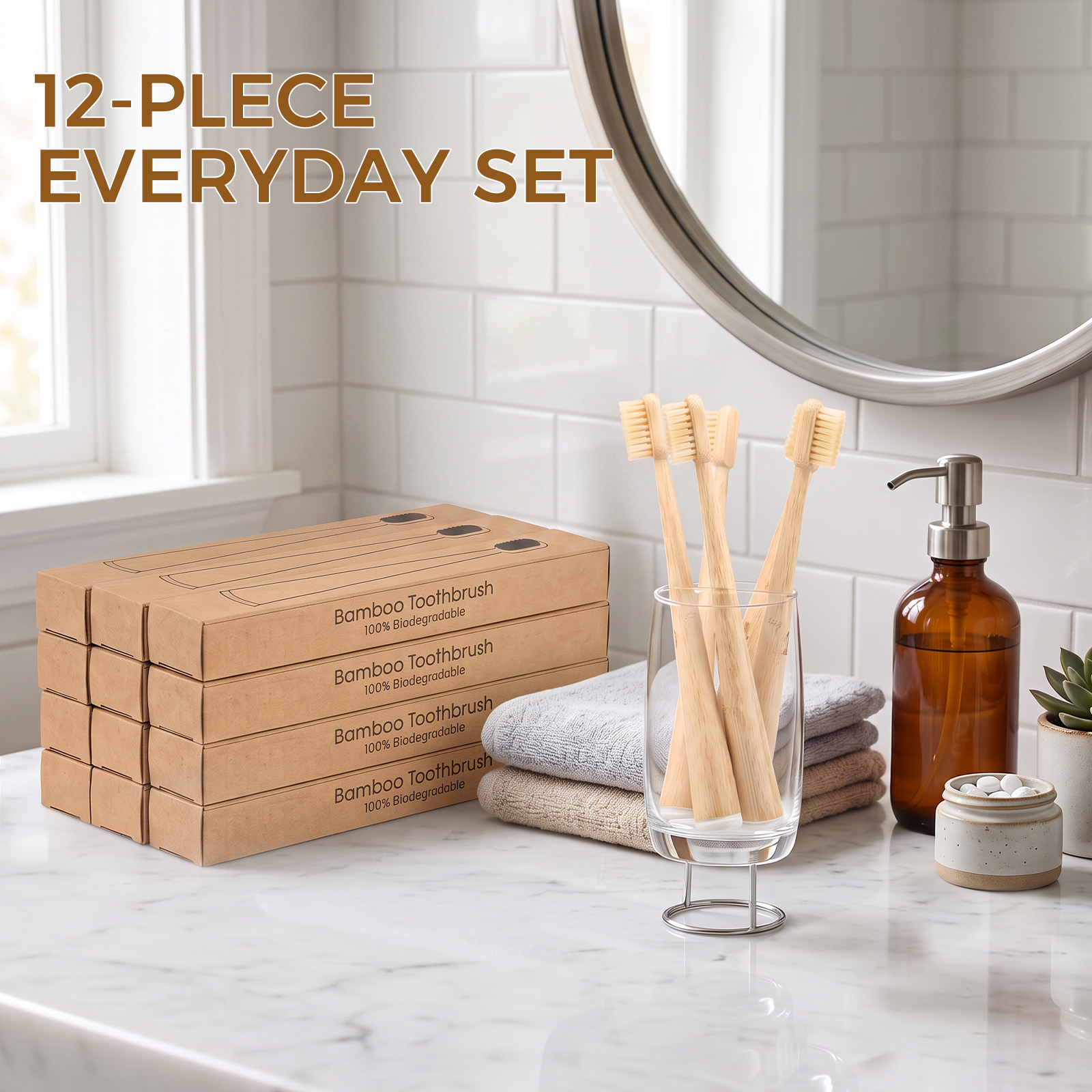 12Pcs Boar Bristles Natural Ba - огляд і ціна Bamboo Toothbrush